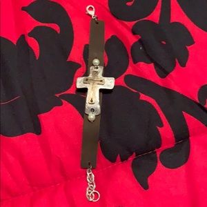 Leather cross bracelet